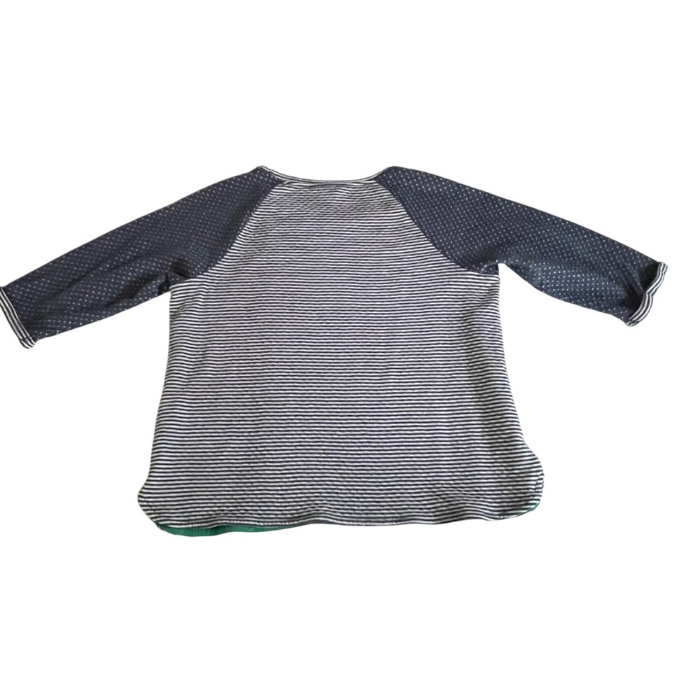 CJ Banks Womens Plus X Navy Blue Striped Polka Dot Quilted 3/4 Sleeve Top‎ - Picture 2 of 6